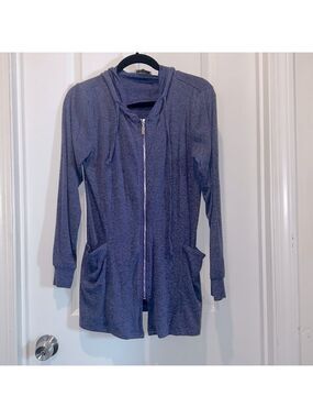 NWOT Miusey Small Purple Zip Up Hoodie Extra Long with Long Sleeves pockets thin